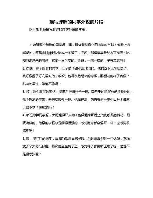描写胖胖的同学外貌的片段