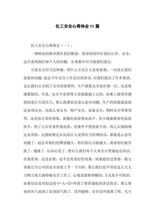化工安全心得体会15篇