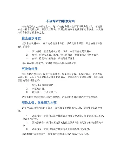 车辆漏水的维修方案