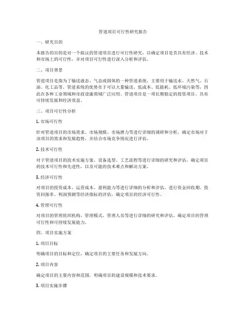 管道项目可行性研究报告