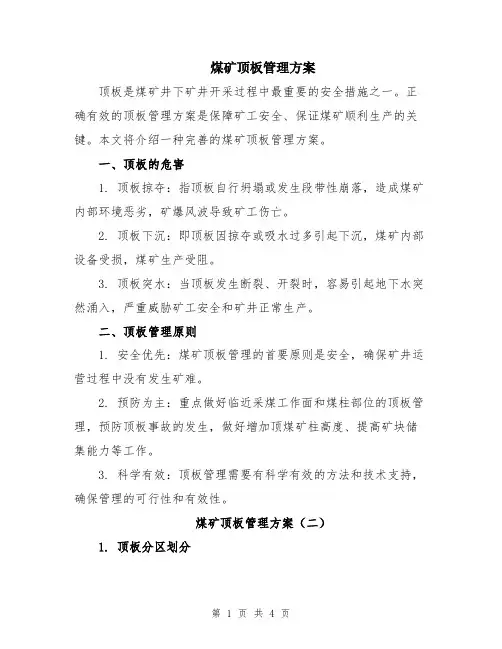 煤矿顶板管理方案