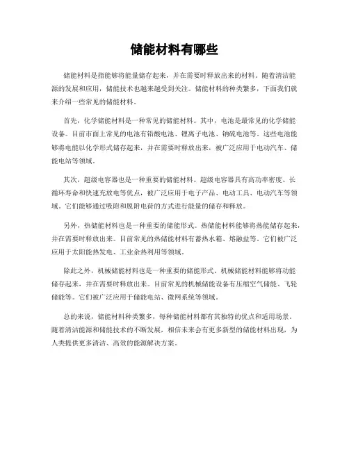 储能材料有哪些