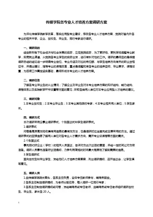 人才培养方案调研方案