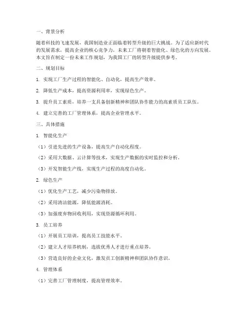 未来的工作规划工厂