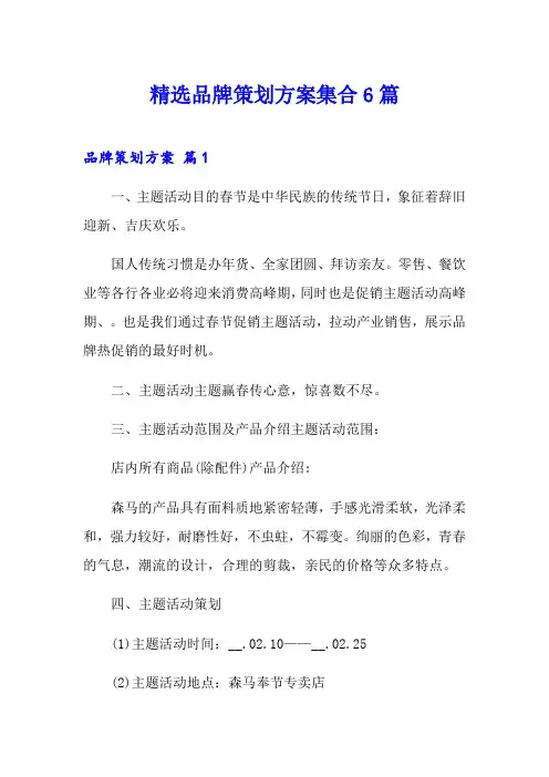 精选品牌策划方案集合6篇
