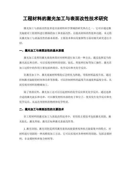 工程材料的激光加工与表面改性技术研究