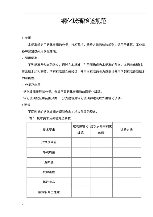 钢化玻璃检验标准
