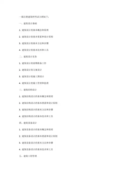 一级注册建筑师考试的大纲
