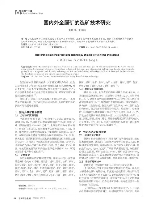 国内外金属矿的选矿技术研究