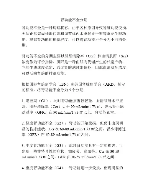 肾功能不全分期