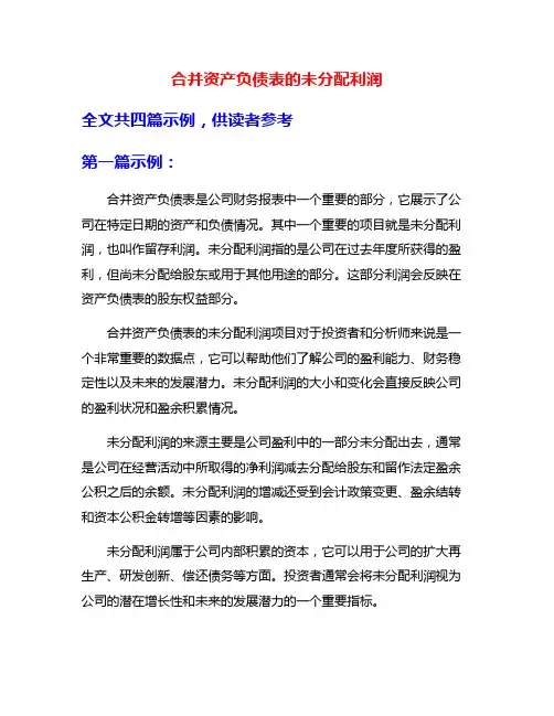 合并资产负债表的未分配利润