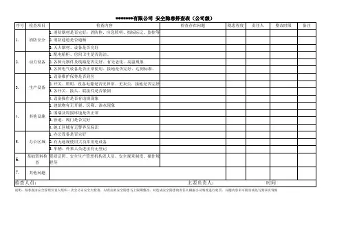 公司级安全隐患排查表
