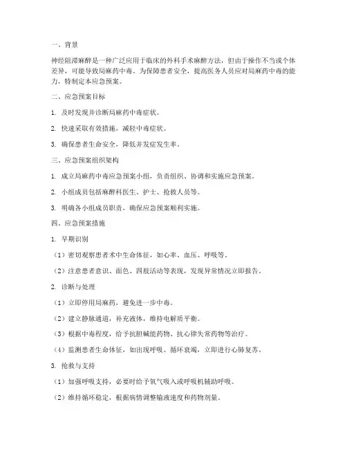 神经阻滞局麻药中毒的应急预案