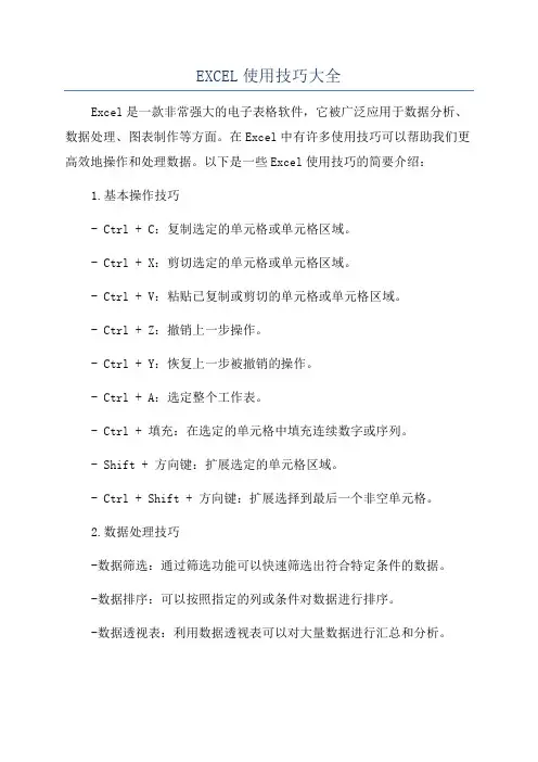 EXCEL使用技巧大全