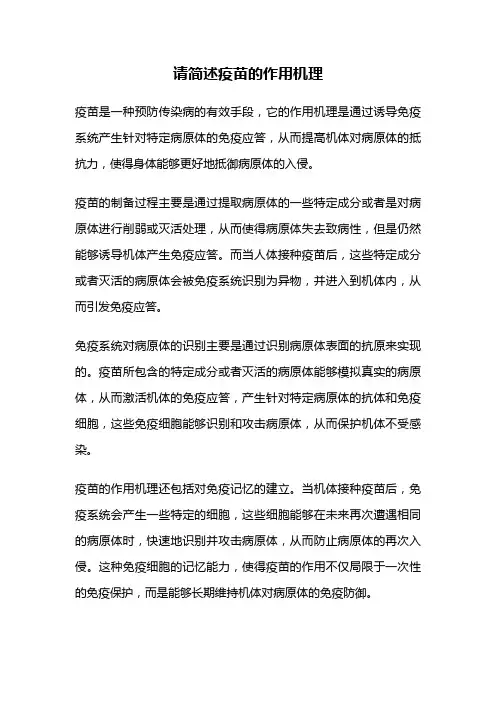 请简述疫苗的作用机理