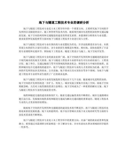 地下与隧道工程技术专业的调研分析