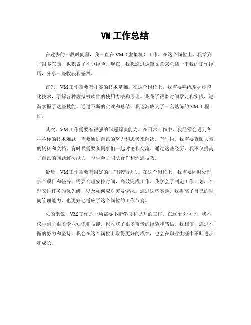 VM工作总结