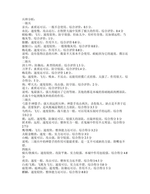 封神榜之英雄无敌兵种介绍