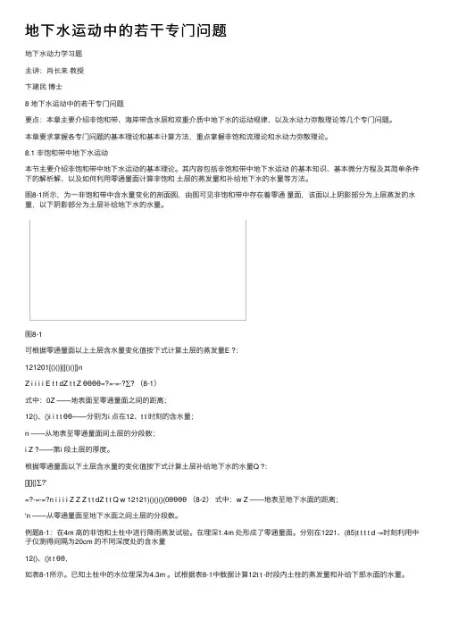 地下水运动中的若干专门问题