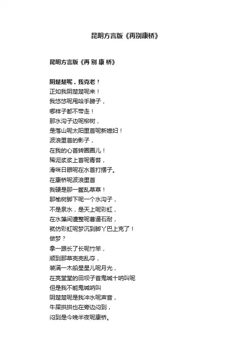 昆明方言版《再别康桥》