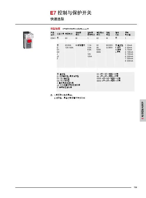 德力西 CDK1系列控制与保护开关 产品说明书