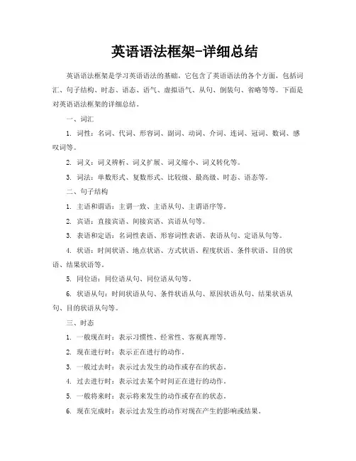 英语语法框架详细总结