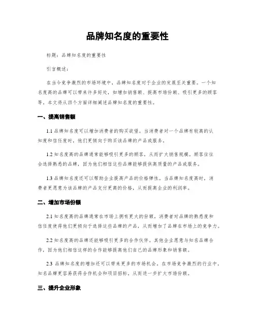 品牌知名度的重要性