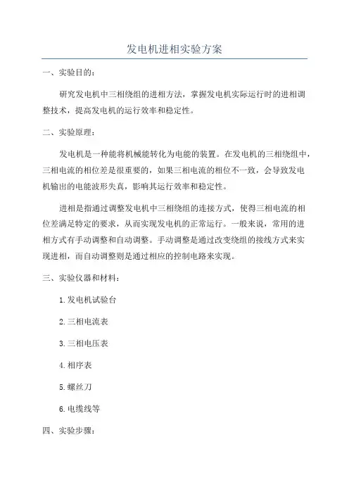 发电机进相实验方案