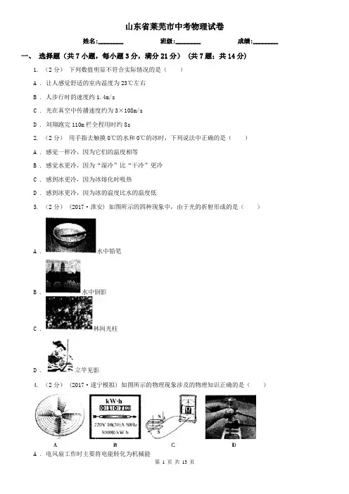 山东省莱芜市中考物理试卷