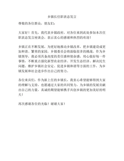 乡镇长任职表态发言