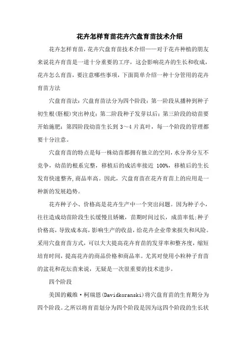 花卉怎样育苗花卉穴盘育苗技术介绍