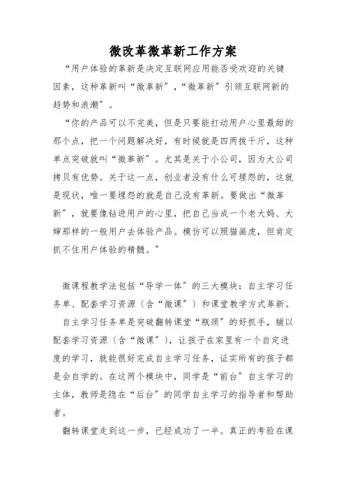 微改革微创新工作方案