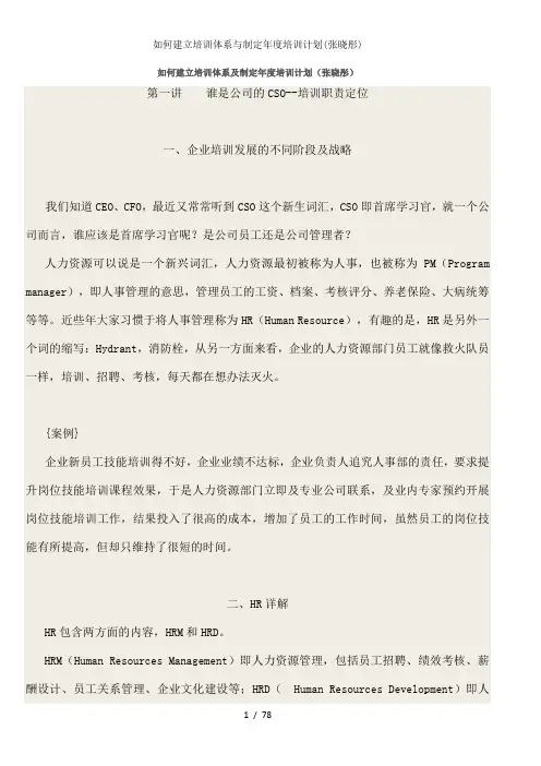 如何建立培训体系与制定年度培训计划张晓彤