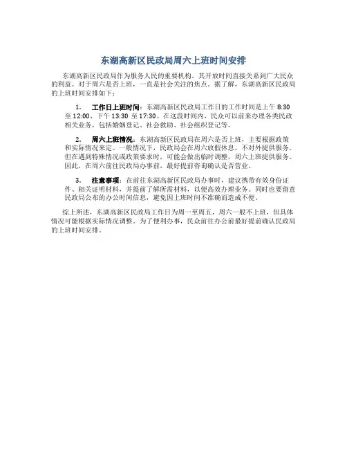 东湖高新区民政局上班时间周六上班吗