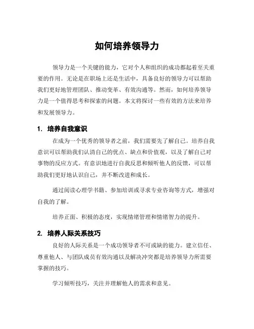 如何培养领导力