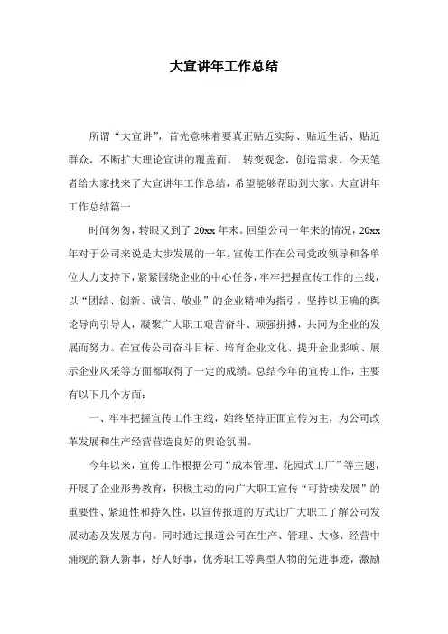 大宣讲年工作总结