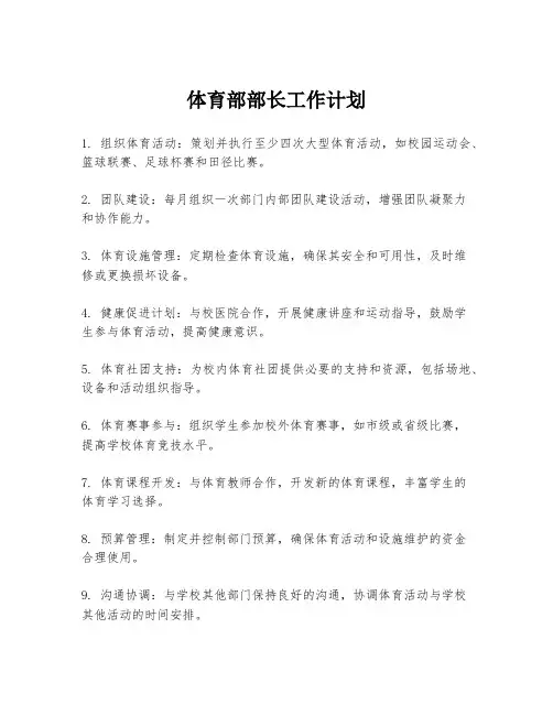 体育部部长工作计划