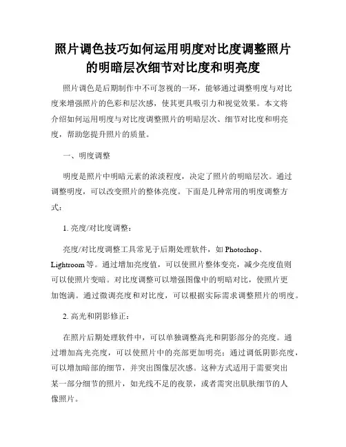 照片调色技巧如何运用明度对比度调整照片的明暗层次细节对比度和明亮度