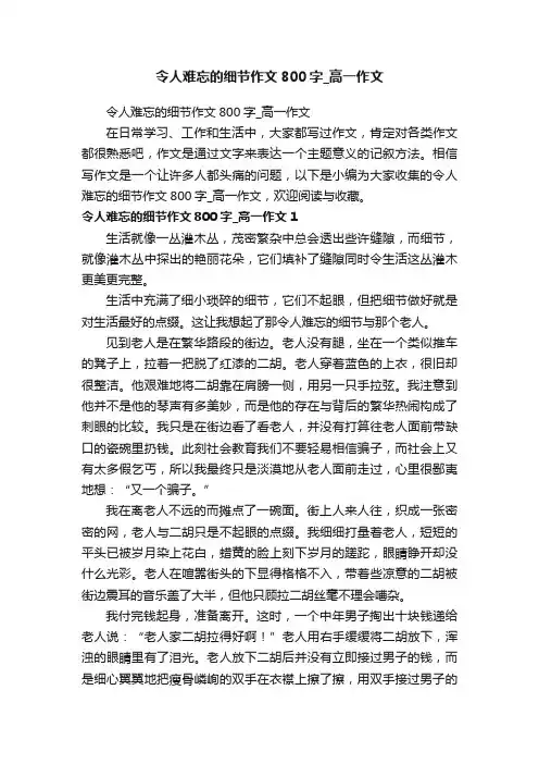 令人难忘的细节作文800字_高一作文