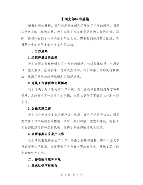 车间支部年中总结
