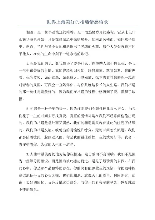 世界上最美好的相遇情感语录