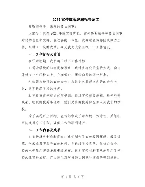 2024宣传部长述职报告范文