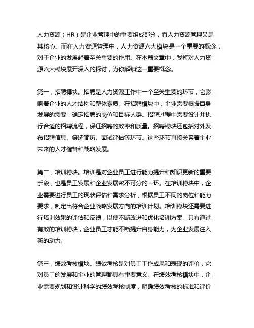 人力资源六大模块的理解和认识