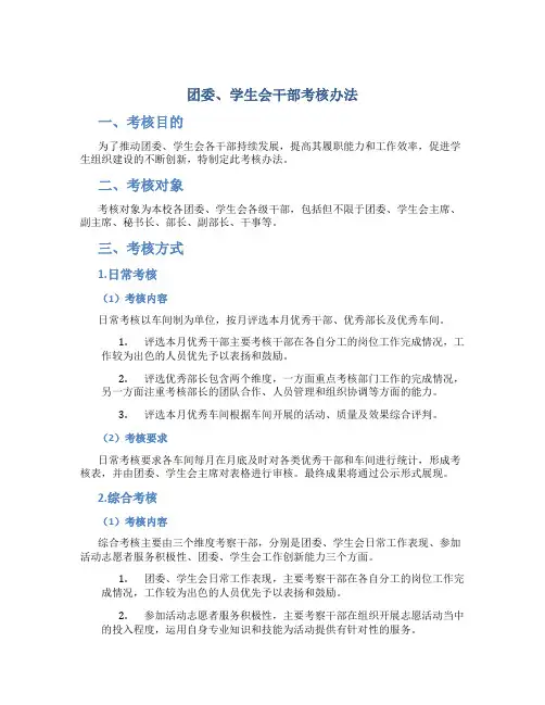 团委、学生会干部考核办法