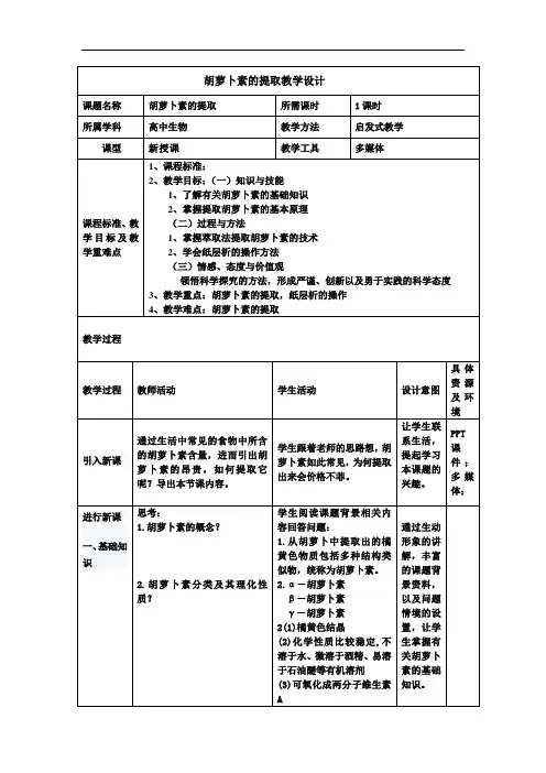 课题2 胡萝卜素的提取