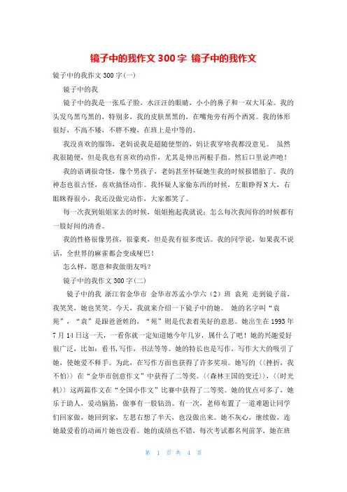 镜子中的我作文300字 镜子中的我作文