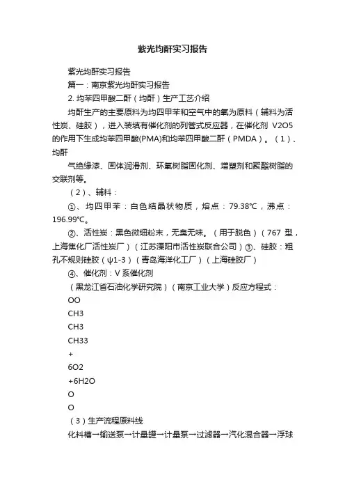 紫光均酐实习报告