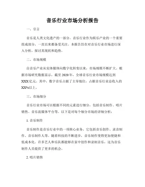 音乐行业市场分析报告