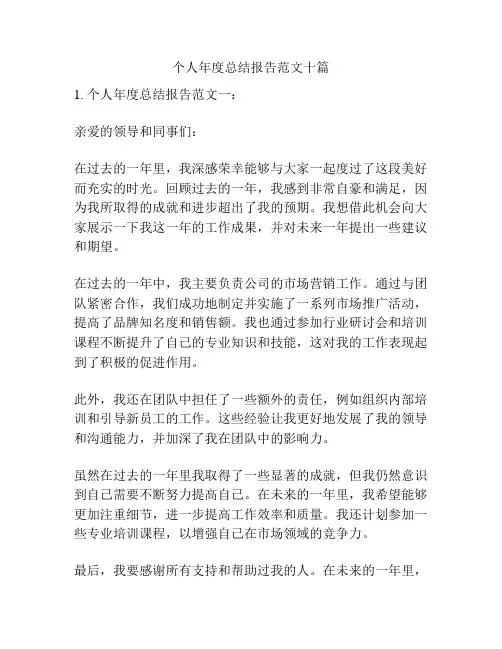 个人年度总结报告范文十篇