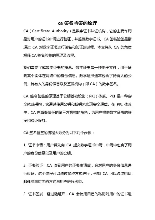 ca签名验签的原理